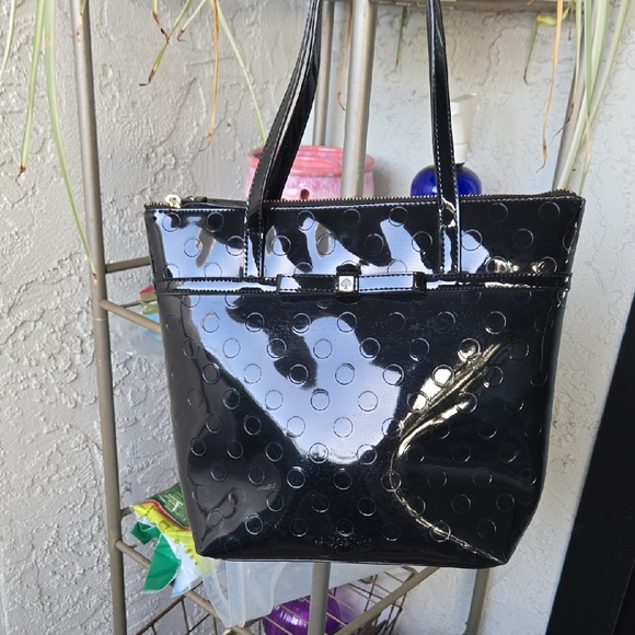 kate spade New York Jeralyn Camellia Street Polka Dot Patent  Small Tote - Picture 16 of 16